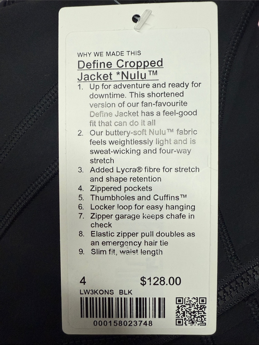 LuluLemon Define Cropped Jacket Nulu in Black - Picture 7 of 7